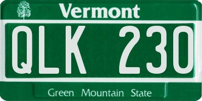 VT license plate QLK230