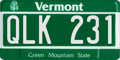 VT license plate QLK231