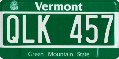VT license plate QLK457
