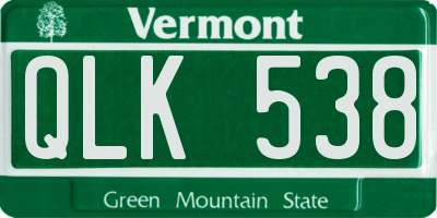 VT license plate QLK538
