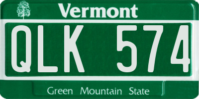 VT license plate QLK574