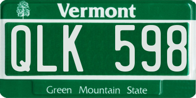 VT license plate QLK598