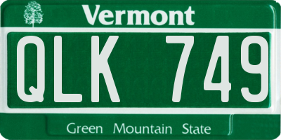 VT license plate QLK749