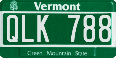 VT license plate QLK788