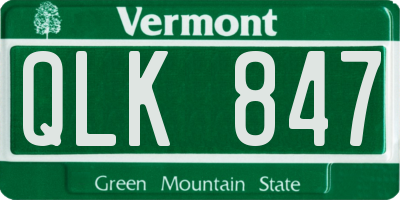 VT license plate QLK847