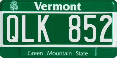 VT license plate QLK852