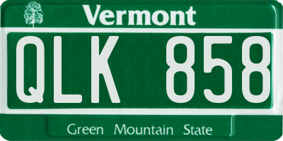 VT license plate QLK858