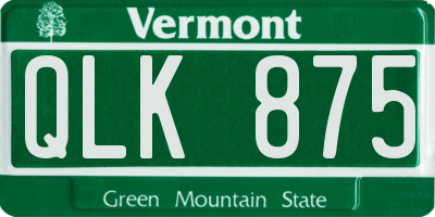 VT license plate QLK875