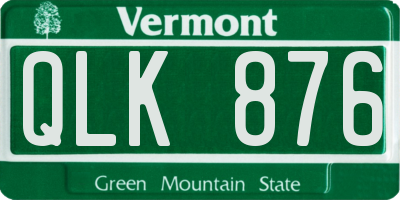 VT license plate QLK876