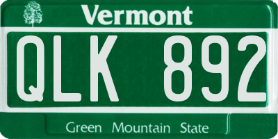 VT license plate QLK892