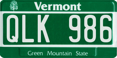 VT license plate QLK986