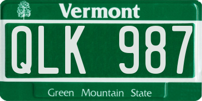 VT license plate QLK987