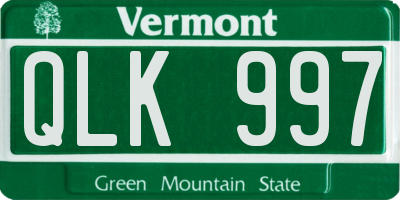 VT license plate QLK997