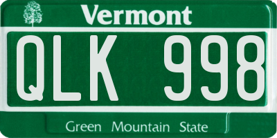 VT license plate QLK998