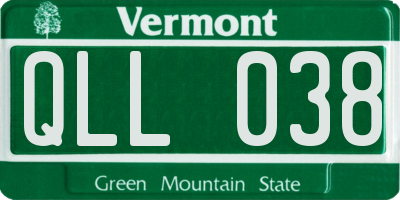 VT license plate QLL038