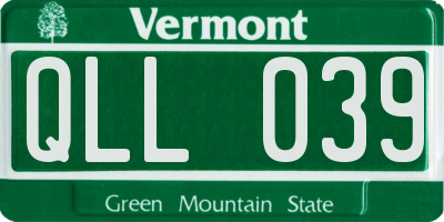 VT license plate QLL039