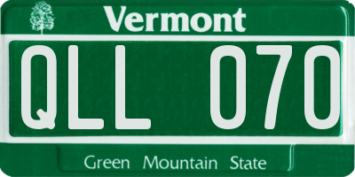 VT license plate QLL070