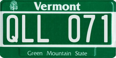 VT license plate QLL071