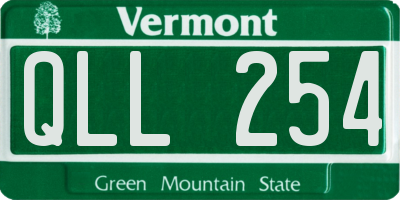 VT license plate QLL254