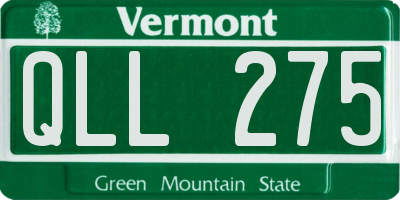 VT license plate QLL275