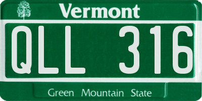 VT license plate QLL316