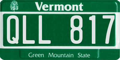 VT license plate QLL817