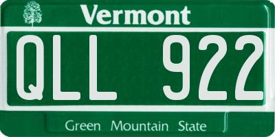 VT license plate QLL922