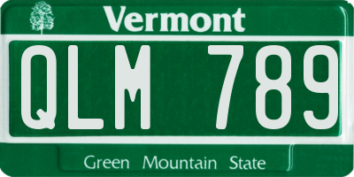 VT license plate QLM789