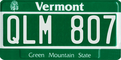 VT license plate QLM807