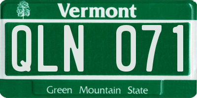 VT license plate QLN071