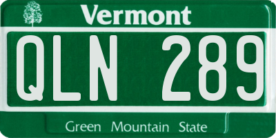 VT license plate QLN289