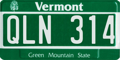 VT license plate QLN314