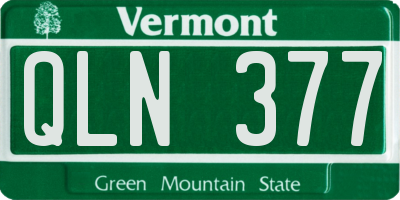 VT license plate QLN377