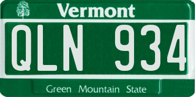 VT license plate QLN934