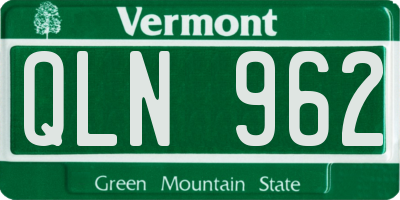 VT license plate QLN962