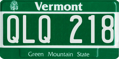 VT license plate QLQ218