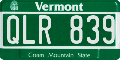 VT license plate QLR839