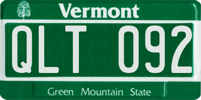 VT license plate QLT092