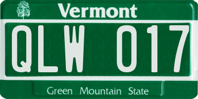 VT license plate QLW017