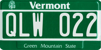 VT license plate QLW022
