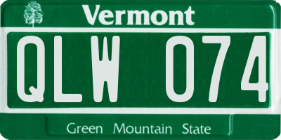 VT license plate QLW074