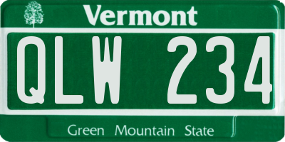 VT license plate QLW234