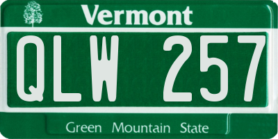 VT license plate QLW257