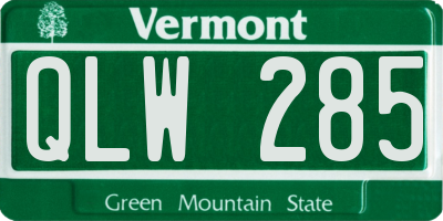 VT license plate QLW285