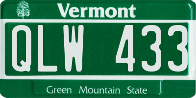 VT license plate QLW433