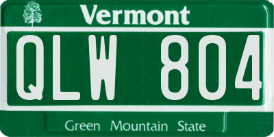 VT license plate QLW804