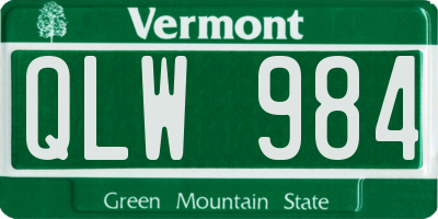 VT license plate QLW984