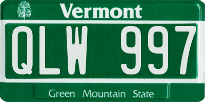 VT license plate QLW997