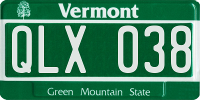 VT license plate QLX038