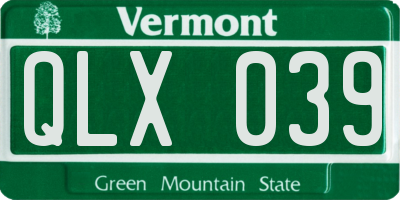 VT license plate QLX039